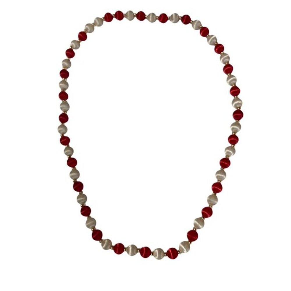 Red & White Beaded‎ Necklace statement necklace Jewelry